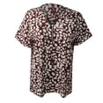thumbnail image 4 of Leutsin Blouse T-shirt Décontractée pour Femmes Grande Taille à Manches Courtes, Col en V, Imprimée, 4 of 6