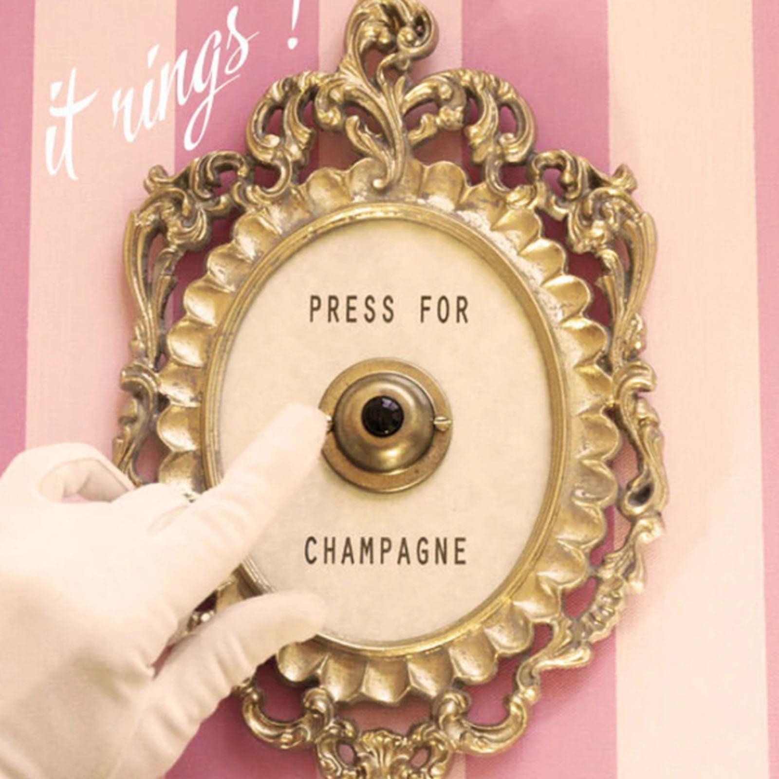 Tepsmf Tools,Decorative Doorbell,Champagne Decorative Signboard Ring,9 Inches High X 5.5 Inches Wide,Gold And White Paint Resin