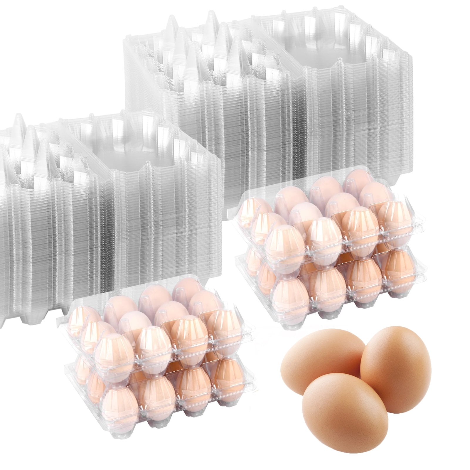 OIUR 50Pcs Egg Holder Clear Plastic Cartons 12 CountReusable Crate for Home Ranch Farm Market Display Transparent Reusable Egg Container