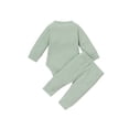 thumbnail image 4 of Qiylii 2Pcs Toddler Outfits, Henley Neck Long Sleeve Romper + Casual Pants, 4 of 9