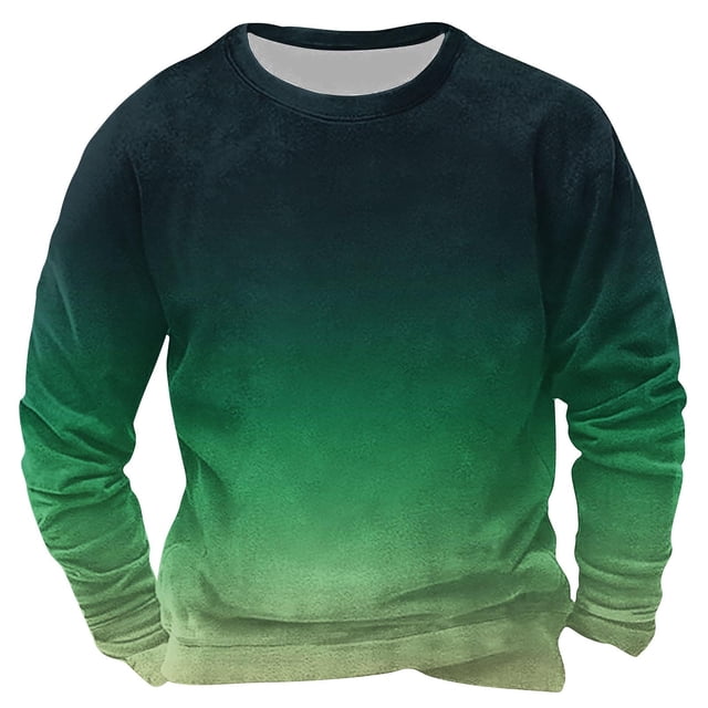 hotojiny Chandails à Col Rond pour Hommes Mode Dégradé Automne Chaud en Molleton Chandail Léger à Manches Longues Décontracté Vêtements d'Hiver
