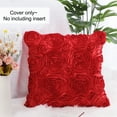 thumbnail image 3 of PiccoCasa 3D Satin Rose Flower Throw Pillow Cover Shells,Pure Cushion Covers for Couch Sofa,16" x 16" Red, 3 of 7