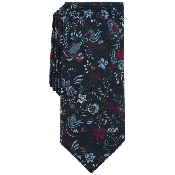 Bar Iii Mens Tie Necktie One Size Blue Botanical