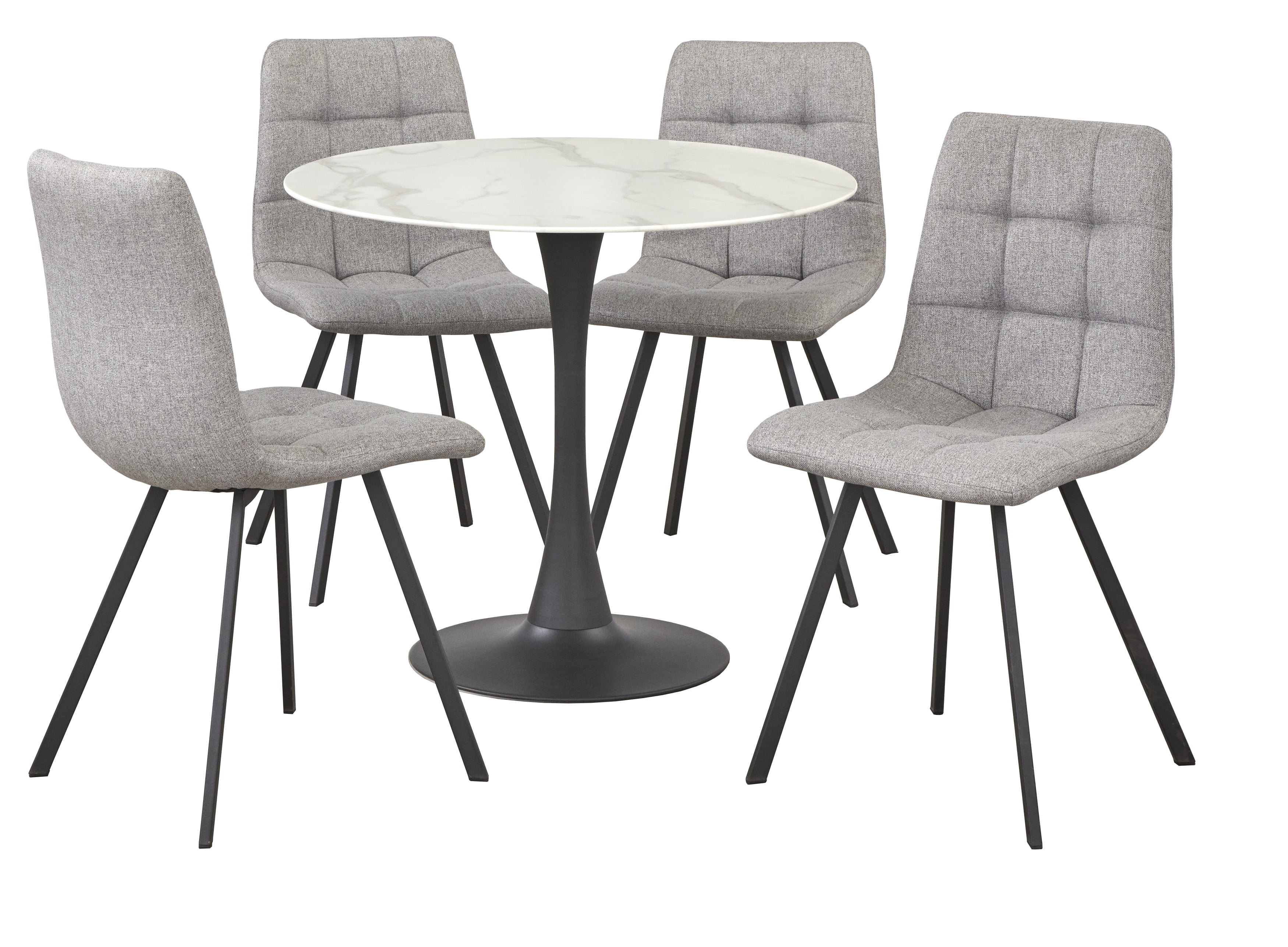 TMS Rho 5-piece Round Dining Set, White and Gray