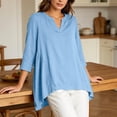 thumbnail image 6 of Cmfcve Tunic Tops for Women Cotton Linen Long Sleeve V Neck Blouses Loose Fit Casual Flowy Shirts, 6 of 6