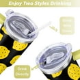 thumbnail image 5 of 40oz Yellow Lemon Pattern Stainless Steel Flip Straw Tumbler Spill Proof Travel Cup Double Wall Vacuum Insulated Coffee Mug with Top Handle, 5 of 6