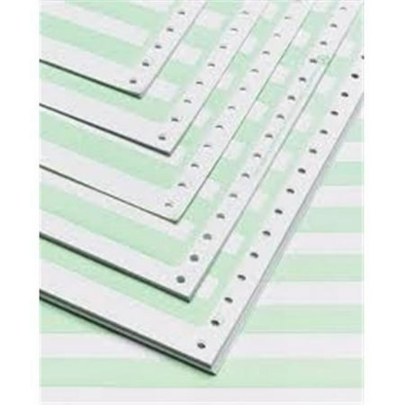 12.84 x 11 in. 1-Part Continuous Computer Forms #15 White with .5 In. Green Bar