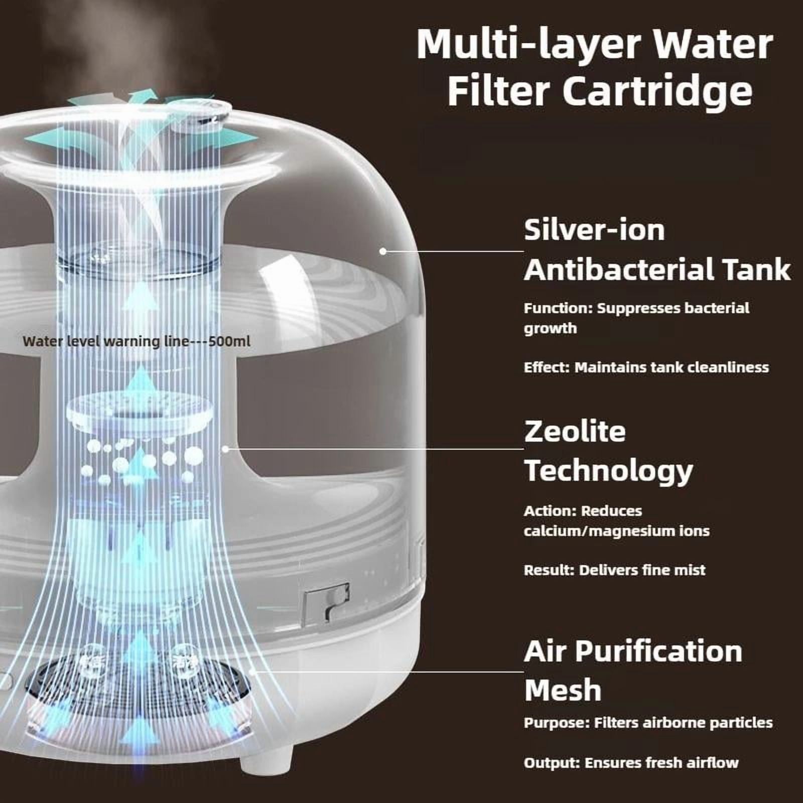 500ml Smart Humidifier Large Mist Output Auto Shutoff Warm Night Light Air Purification Quiet Operation for Home Office Nursery