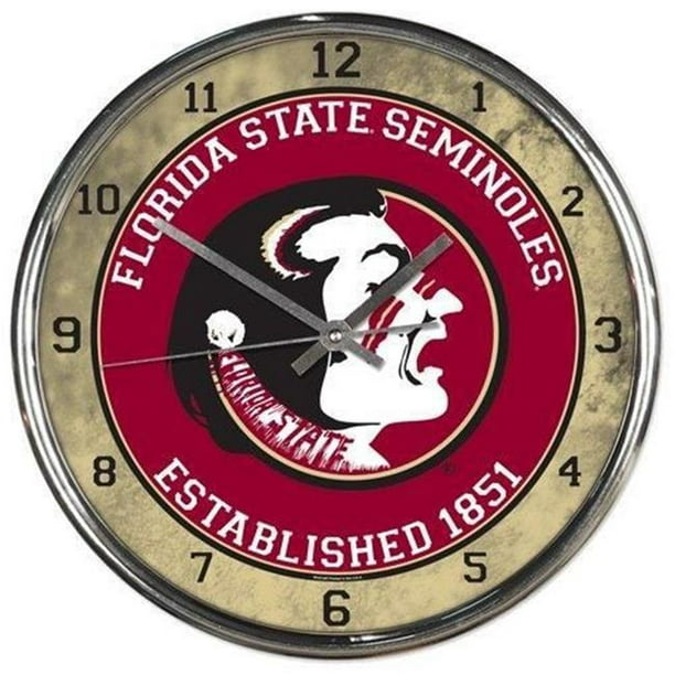 Florida State Seminoles Rond Chrome Horloge Murale