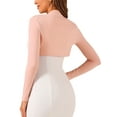thumbnail image 4 of INSPIRE CHIC Women's Bolero Shrugs Long Sleeves Spring Summer Cotton Knit Open Front Crop Shrugs L Pink, 4 of 7