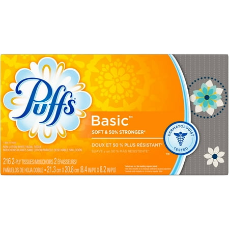 Puffs Basic Facial Tissues, 216 sheets