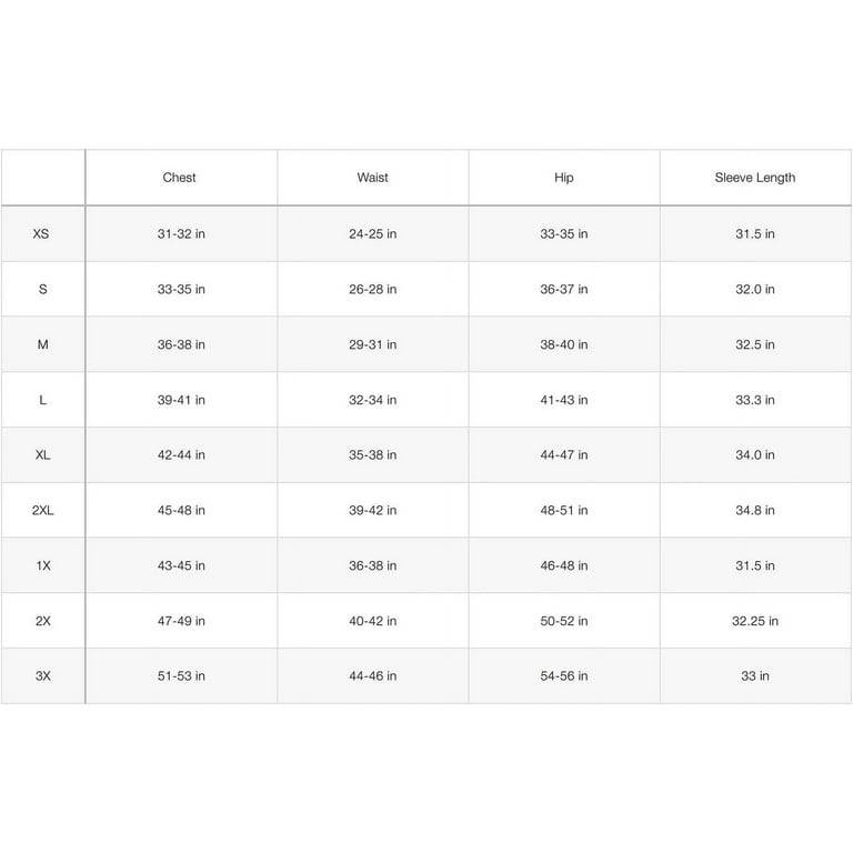 North face ladies jacket size chart hot sale