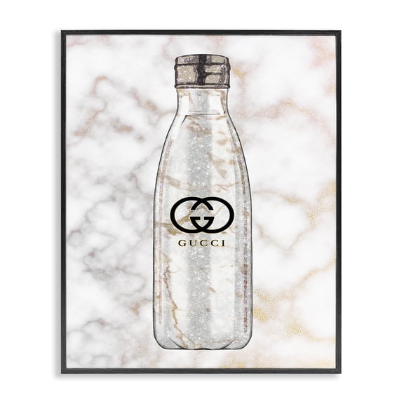 Stupell Industries Art Deco Chic Sports Bottle Glam Fashion over Marble Black Framed Giclee Art, 11 x 14, by Ziwei Li