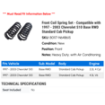 thumbnail image 2 of Front Coil Spring Set - Compatible with 1997 - 2003 Chevy S10 Base RWD Standard Cab Pickup 1998 1999 2000 2001 2002, 2 of 2