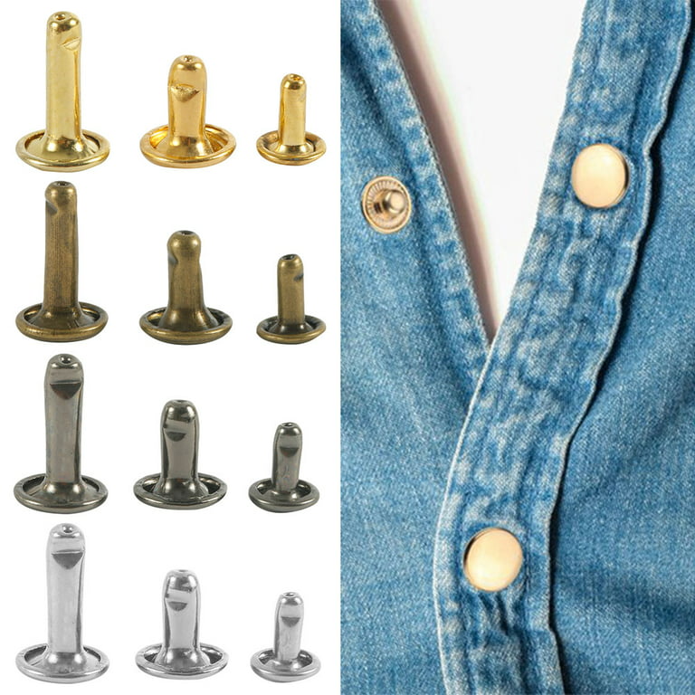Paxcoo 480 Sets 3 Sizes Leather Rivets Double Cap Rivet Tubular Metal Studs  with 3 Pieces Setting Tool Kit for Leather Craft Repairs Decoration 4 Colors