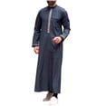 thumbnail image 2 of Ceisia Robe à Col Montant Brodée pour Homme Coupe Décontractée à Manches Longues Thobe Musulman Bleu m Cadeaux, 2 of 7