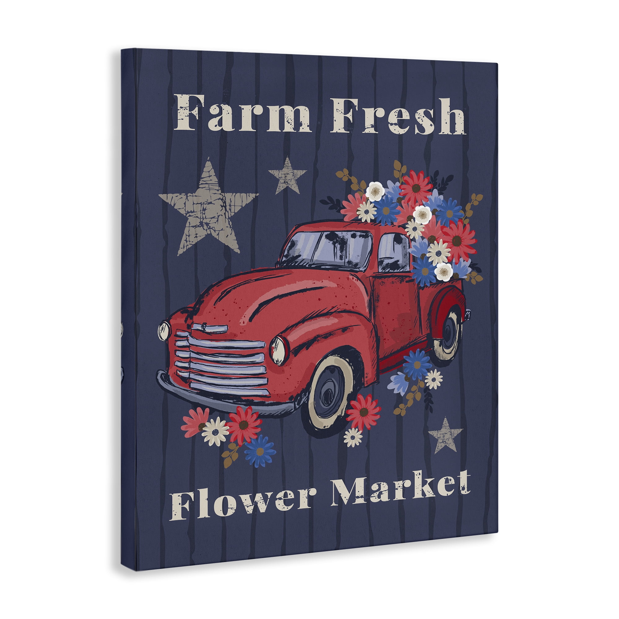 Stupell Industries Farm Fresh Patriotic Market Patriotic Painting Wrapped Canvas Art Print Wall Art, 24 x 30