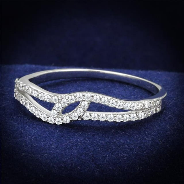 Alamode TS202-6 Femmes Rhodium 925 Bague en Argent Sterling avec AAA Grade CZ en Clair - Taille 6
