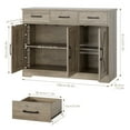 thumbnail image 2 of Homfa 42.5'' Kitchen Buffet Sideboard Cabinet, 3 Drawers Farmhouse Barn Doors Wood Coffee Bar Storage Cabinet with Adjustable Shelf, Wash Gray, 2 of 8