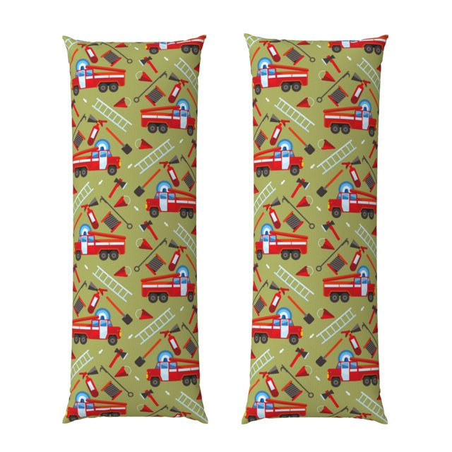 Balery Cartoon Fire Truck Funda Protectora para Almohada Corporal de Algodón Hipoalergénico con Cierre(55 x 21 pulgadas), Almohadas No Incluidas