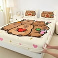 thumbnail image 3 of Homewish Cute Capibara Family Queen Sheet Sets, Kawaii Love Heart Flat Sheet, Teens Kids Boys Girls Queen Fitted Sheet, Breathable Home Decor, 4pcs, 3 of 7