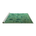 thumbnail image 2 of Ahgly Company Machine Washable Indoor Rectangle Abstract Turquoise Blue Modern Area Rugs, 2' x 3', 2 of 4