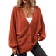thumbnail image 1 of Mujeres casual knit cardigan suéter V Masajeadores de cuello botón hasta Batwing manga larga suelta hem oversized Outwear naranja XL, 1 of 6
