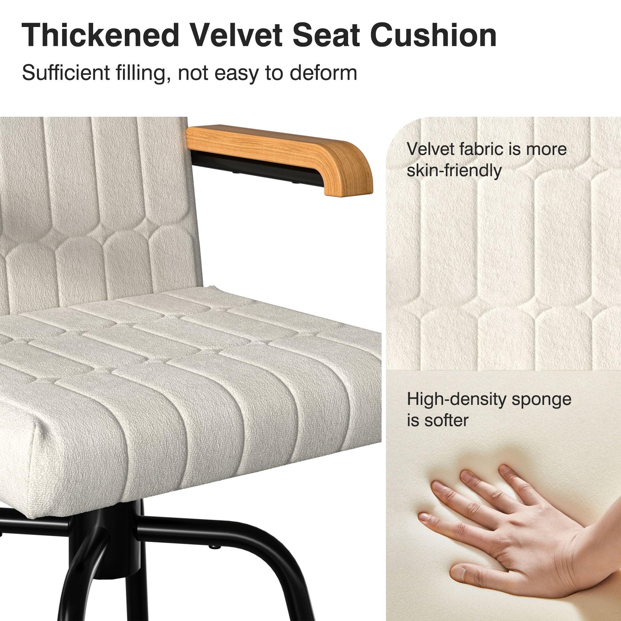 VECELO Swivel Bar Stools Set of 4 with Back and Armrest, Counter Height, Velvet Upholstered Bar Chairs for Kitchen Island & Home, Beige