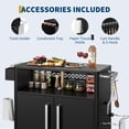 thumbnail image 6 of Stainless Steel Grill Cart with Storage Cabinet & Prep Table - Outdoor BBQ Bar Cart with Hooks & Spice Rack for Backyard & Patio, Black, 6 of 8
