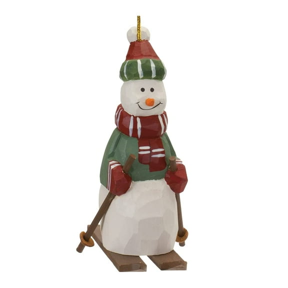 Melrose 86050 Snowman on Skis Ornament, 9.75-inch Height, Wood