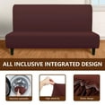 thumbnail image 4 of Dznils Stretch Futon Cover, Spandex Armless Sofa Bed Slipcover, Washable Furniture Protector, Coffee, 4 of 10