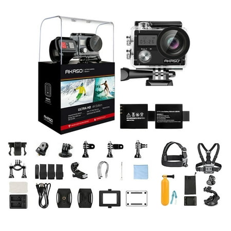 AKASO Brave 4 WiFi Action Camera 4K Sony Sensor Ultra HD 20MP Sports Camera EIS 30m Waterproof 170 Degree Wide Angle Remote Sports Camcorder+ 7 in 1 Camera Accessories & 1 Year Extended (Best 4k Action Camera)