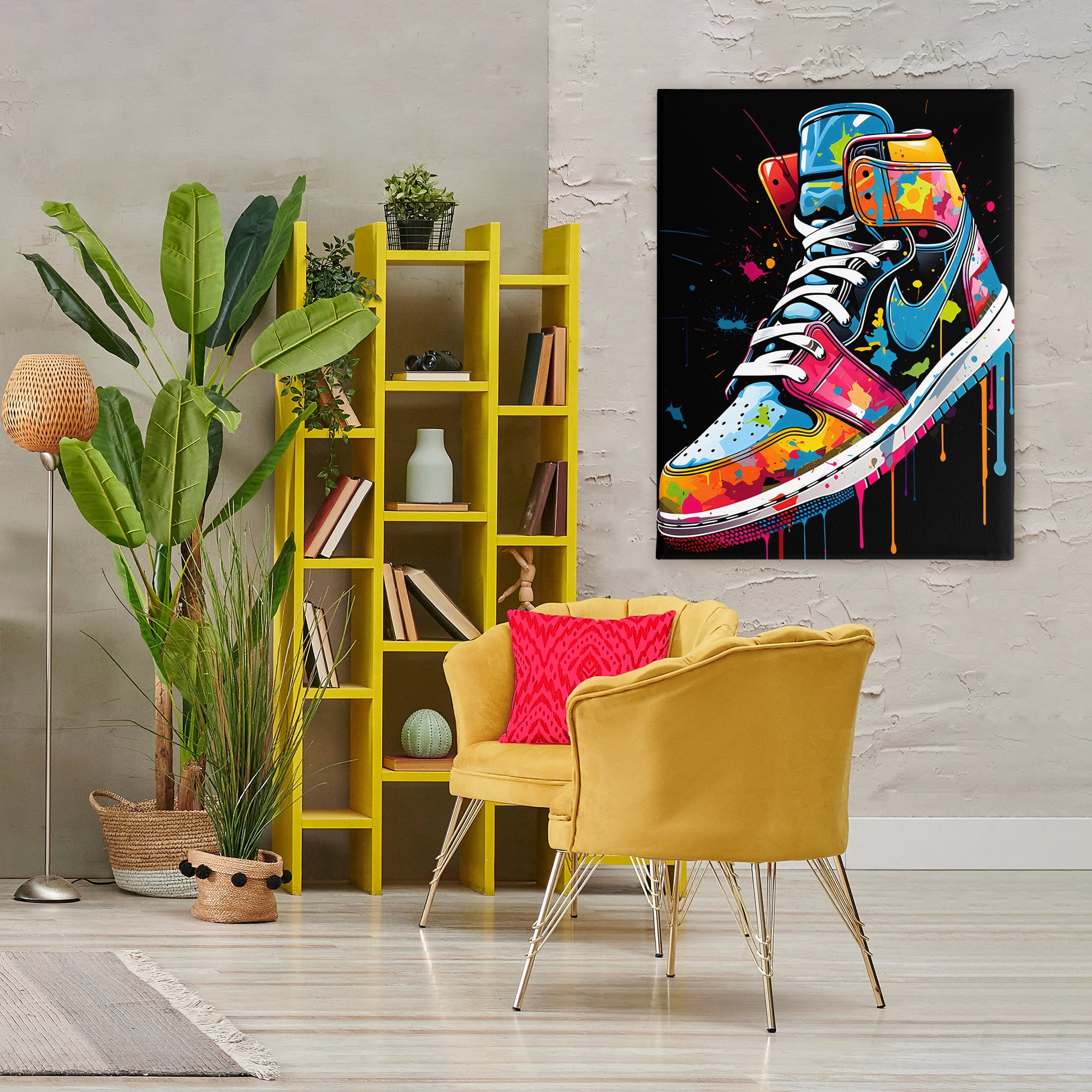 Stupell Industries Paint Drip High Top Sneakers Canvas Wall Art, design by Creative Studio