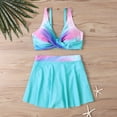 thumbnail image 3 of Conjunto de Bikini de Cintura Alta para Mujeres, Moda de Impresión Gradiente, Colgantes Ajustables Bikini sin Espalda, 3 of 6