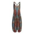 thumbnail image 1 of Cathalem Women Yoga Jumpsuits Drawstring Backless Onesies with Pocket,Blue L, 1 of 3
