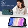 thumbnail image 3 of for iPhone 11 Wallet Case with Card Holder RFID Blocking, Kickstand Card Slots Case, Dimaond Patterned Elegent PU Leather,Double Back Flip Magnetic Clasp and Durable Shockproof Cover,Darkgreen, 3 of 8
