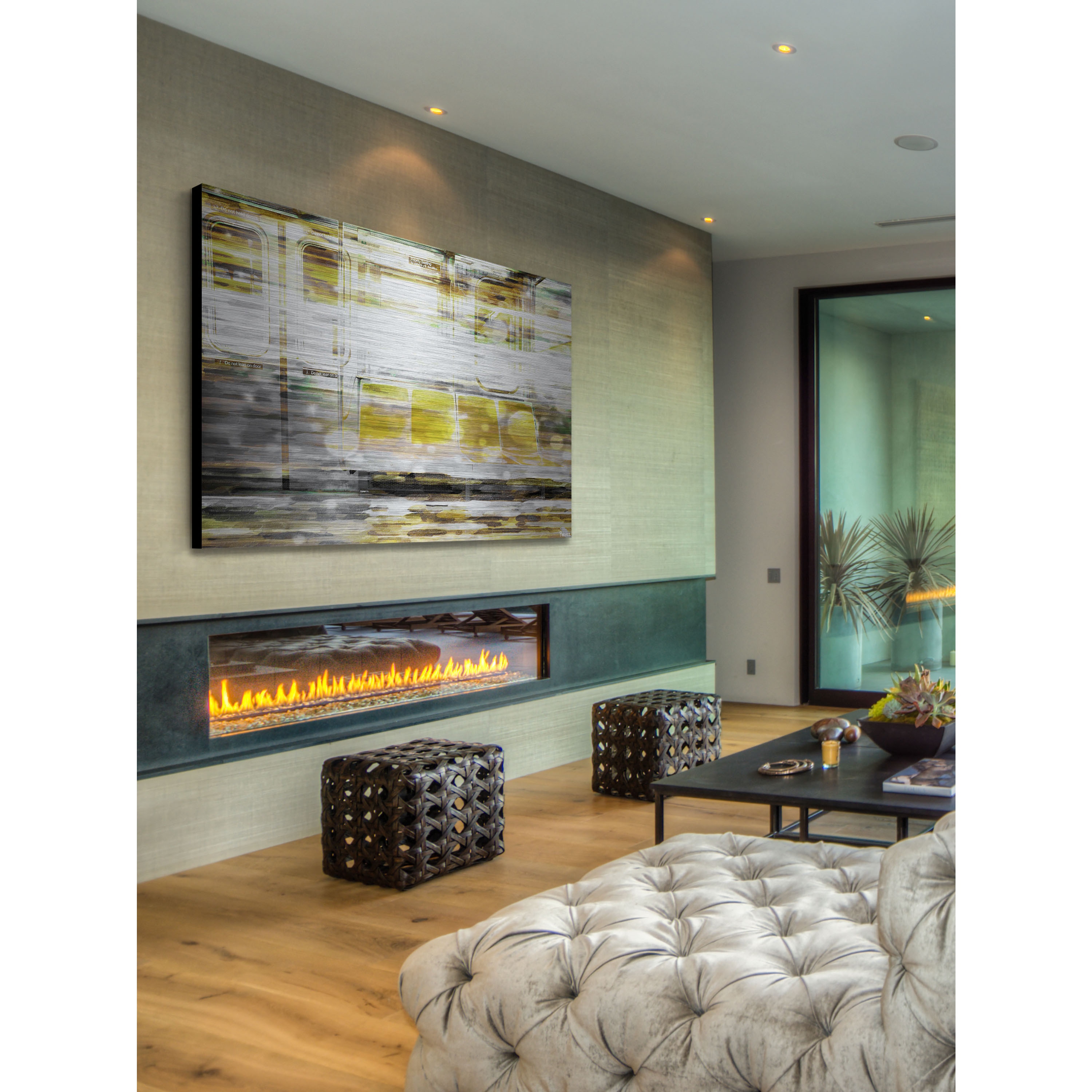 Parvez Taj  'Subway Seats' Painting Print on Brushed Aluminum 45 x 30