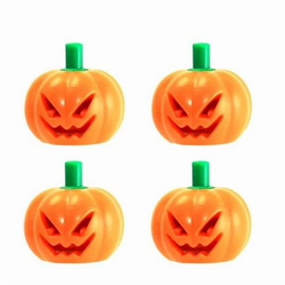 LEGO Halloween Pumpkin with Green Stem Jack O' Lantern Headgear Minifigure Accessory Pack of 4