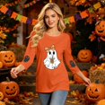 thumbnail image 2 of Trgacdwlo Halloween 3/4 Sleeve Tops for Women Funny Pumpkin Graphic Crew Neck Shirts for Women Cat on Pumpkin Full Moon Fall Pullover Tops M, 2 of 7