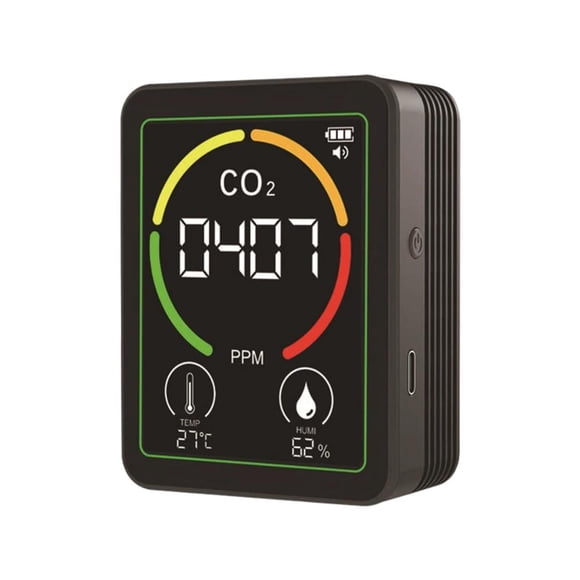 Indoor CO2 Meter Air Quality Monitor – 3-in-1 Carbon Dioxide Detector with Temperature, Humidity Sensor, Compact for Home Office