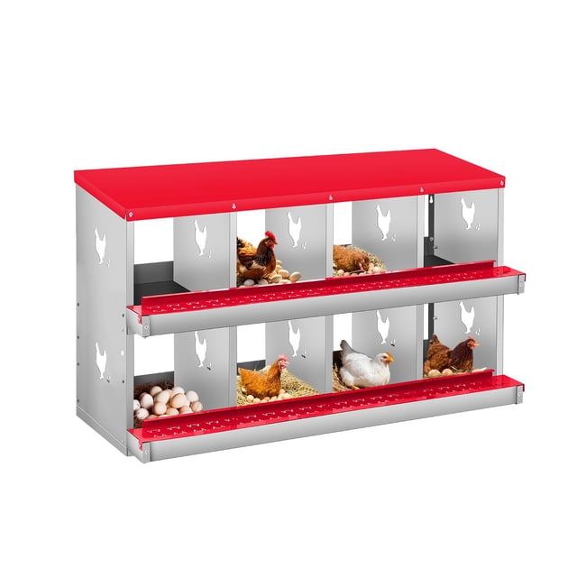 Yeshouse Nido para gallinas de 6, 8 y 10 agujeros, de acero galvanizado inoxidable, para gallinas, fácil de recoger y limpiar