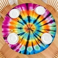 thumbnail image 2 of Rainbow Tie Dye Mandala Pattern Round Fitted Tablecloth with Elastic Edge,Dining Table Cover Waterproof,Outdoor Round Tablecloth for Camping,Dining,Indoor and Outdoor, 2 of 7