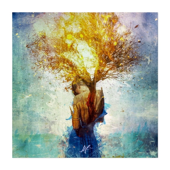 Forgiveness - Digital Art Surrealism Abstract Modern Art Nature Mystical Portrait Unframed Wall Art Print 6 x 6 inches