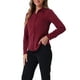 thumbnail image 4 of CAMISA DE TRABAJO DE MANGA LARGA CON BOTONES PARA MUJERES COLOR BLOCK M SÓLIDO ROJO VINO, 4 of 6
