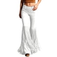 thumbnail image 2 of Fringe Pants for Women High Waisted Tassel Suede Trousers Casual Western Cowgirl Stretch Bodycon Flared Leggings Pants, 2 of 6