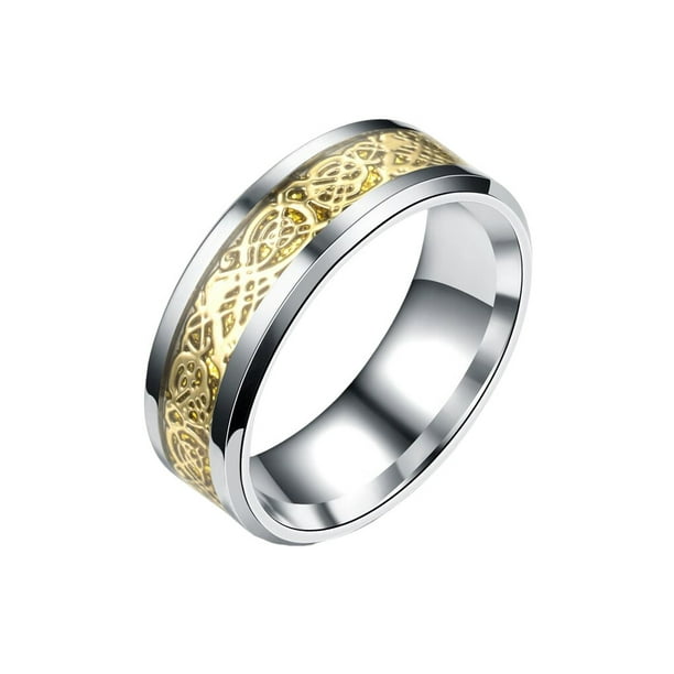 Minnieouse Anillo para hombre, joyería de mano portátil chapada en acero inoxidable, decoración de vestimenta informal, círculo, regalo para Ropa, zapatos y accesorios Miscelánea Oro talla 7