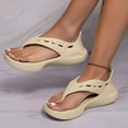 thumbnail image 3 of Rokment Cushioned Platform Flip Flops for Women Men EVA Thick Bottom Slip on Thongs with Back Strap Comfortable Orthopedic Arch Support Beach Pool Walking Sandals Khaki Size 6.5, 3 of 5