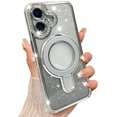 thumbnail image 1 of Funda magnética con purpurina para iPhone 17 [compatible con MagSafe], con brillantes diamantes de imitación y soporte, de lujo, a prueba de golpes y con protección para cámara, 1 of 6