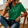 thumbnail image 4 of JULMCOMO Polo Shirts for Women 3/4 Sleeve Collared Loose Fit Button Trendy Polo Shirts Soft Summer Vacation Tees Green M, 4 of 6