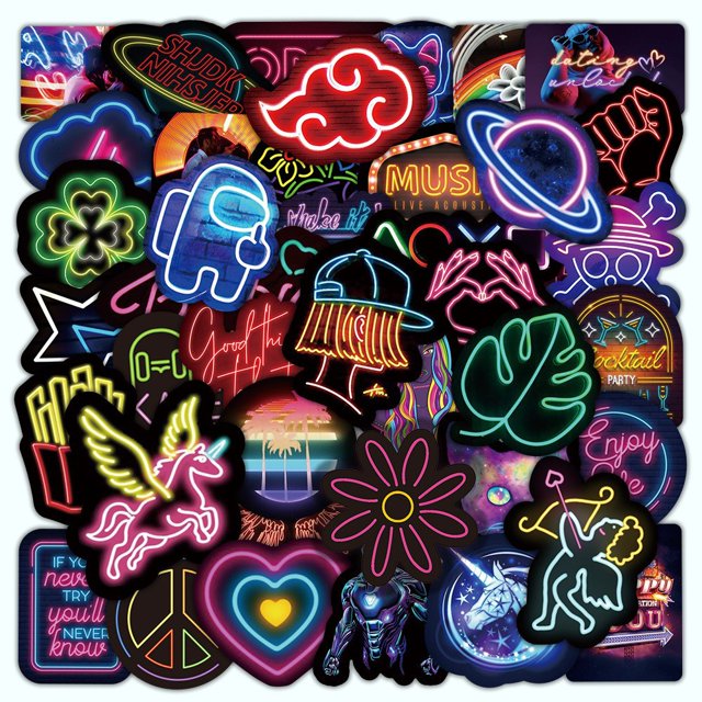 Pegatinas de neón creativas para cuaderno, equipaje, patineta, taza de agua, pegatinas de graffiti decorativas a prueba de agua